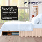 SGI bedding 12 Inch Drop Ruffled Bed Skirt King Size - Classic Gathered Styling, Platform Style Dust Ruffle with Secure Fit, Split Corners, Wrinkle-Resistant Microfiber - Beige