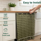 Handmade Dishwasher Skirt, Oven Skirt Curtain Cover, Decorative Cabinet Dish Washer Hidden Curtains, for Dishwashers Under Kitchen Sinks and Washing Machines, Farmhouse Rustic Decor(Yellow)