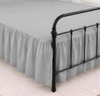 Queen Size Ruffled Bed Skirt - 21 Inch Drop Dust Ruffle Bedskirt with Split Corners, Easy Fit Platform Design Bed Skirts, Three-Sided Coverage, Microfiber Bedskirts, Light Grey