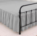 Queen Size Ruffled Bed Skirt - 21 Inch Drop Dust Ruffle Bedskirt with Split Corners, Easy Fit Platform Design Bed Skirts, Three-Sided Coverage, Microfiber Bedskirts, Light Grey