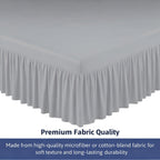 Queen Size Ruffled Bed Skirt - 21 Inch Drop Dust Ruffle Bedskirt with Split Corners, Easy Fit Platform Design Bed Skirts, Three-Sided Coverage, Microfiber Bedskirts, Light Grey