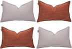 BOYSUM 12x20 Inches Throw Pillow Covers Set of 4 Soft Textured Chenille Decorative Cushion Cases for Couch Sofa Bed Modern Farmhouse Neutral Accent Covers with Hidden Zipper Beige Orange
