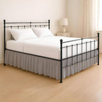 Queen Size Ruffled Bed Skirt - 21 Inch Drop Dust Ruffle Bedskirt with Split Corners, Easy Fit Platform Design Bed Skirts, Three-Sided Coverage, Microfiber Bedskirts, Light Grey