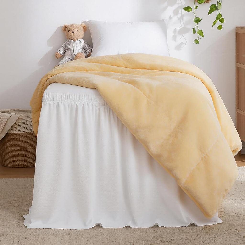RIMELA Dorm College Bed Skirt Twin XL 36 Inch Drop, No-Slip Elastic Wrap Around Dust Ruffle, Soft Cotton-Like Fabric, Hides Under Bed Storage, Easy Install Machine Washable White