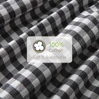 Wrap Around King/Cal King Bed Skirt 16" Drop, Black & White Gingham, 100% Washed Cotton, No-Lift Easy Install, Non-Slip Straps, Farmhouse Style