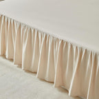Uozzi Bedding Bed Skirt King Size Three Fabric Sides Elastic Dust Ruffled Bed Skirt with Split Corners, Full Ruffles Bed Skirts 18 Inch Drop with Platform, 18'' King Cream White