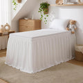 RIMELA Dorm College Bed Skirt Twin XL 36 Inch Drop, No-Slip Elastic Wrap Around Dust Ruffle, Soft Cotton-Like Fabric, Hides Under Bed Storage, Easy Install Machine Washable White