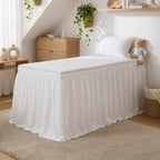 RIMELA Dorm College Bed Skirt Twin XL 36 Inch Drop, No-Slip Elastic Wrap Around Dust Ruffle, Soft Cotton-Like Fabric, Hides Under Bed Storage, Easy Install Machine Washable White