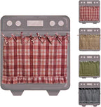 Handmade Oven Skirts for Door, Kitchen Oven Curtain with Ties, Tabs & Ruffled Trim, Heat-Safe Farmhouse Kitchen Décor for Oven, Dishwasher, Washing Machine (Cherry)