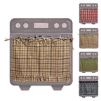 Handmade Oven Skirts for Door, Kitchen Oven Curtain with Ties, Tabs & Ruffled Trim, Heat-Safe Farmhouse Kitchen Décor for Oven, Dishwasher, Washing Machine (Cherry)