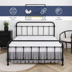 Queen Size Ruffled Bed Skirt - 21 Inch Drop Dust Ruffle Bedskirt with Split Corners, Easy Fit Platform Design Bed Skirts, Three-Sided Coverage, Microfiber Bedskirts, Light Grey
