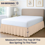 SGI bedding 12 Inch Drop Ruffled Bed Skirt King Size - Classic Gathered Styling, Platform Style Dust Ruffle with Secure Fit, Split Corners, Wrinkle-Resistant Microfiber - Beige