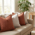 BOYSUM 12x20 Inches Throw Pillow Covers Set of 4 Soft Textured Chenille Decorative Cushion Cases for Couch Sofa Bed Modern Farmhouse Neutral Accent Covers with Hidden Zipper Beige Orange