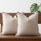 BOYSUM 12x20 Pillow Covers Set of 2 Chenille Linen Textured Throw Pillow Covers for Couch Sofa Hidden Zipper Decorative Cushion Cases Modern Farmhouse Neutral Home Decor Beige