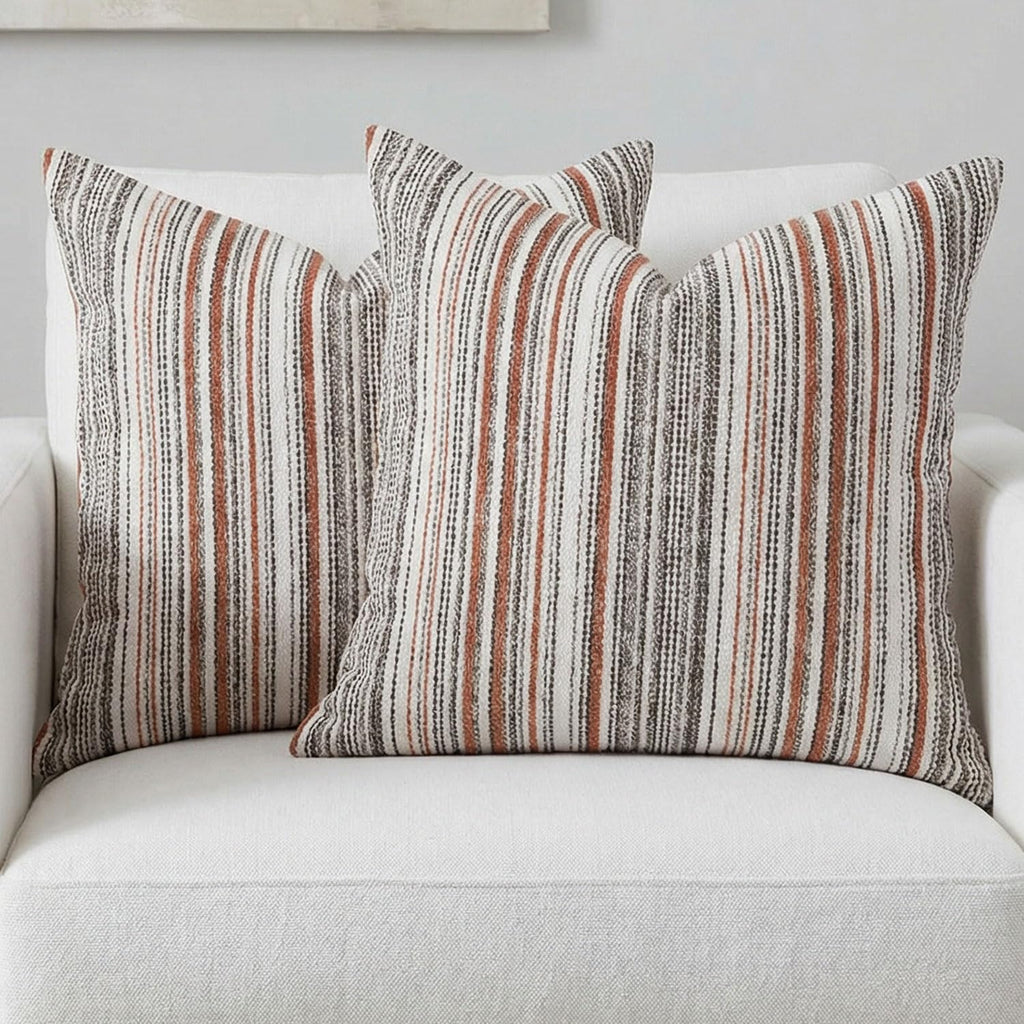 BOYSUM Set of 2 Striped Chenille Throw Pillow Covers 12x20 Inches Premium Plush Textured Decorative Cushion Covers Reinforced Hidden Zipper Mid-Century Modern Farmhouse Decor for Couch Sofa Black