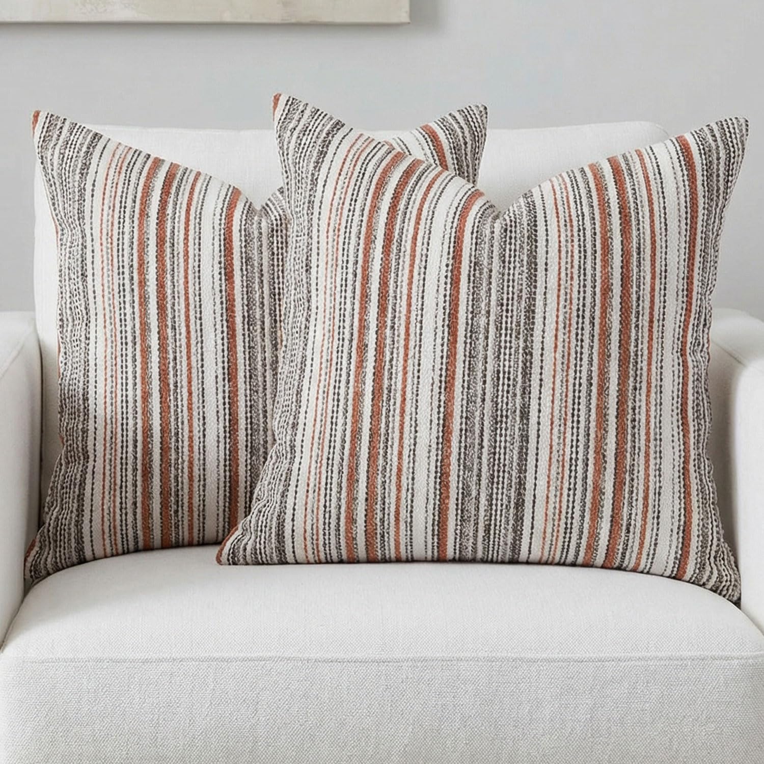 BOYSUM Set of 2 Striped Chenille Throw Pillow Covers 12x20 Inches Premium Plush Textured Decorative Cushion Covers Reinforced Hidden Zipper Mid-Century Modern Farmhouse Decor for Couch Sofa Black