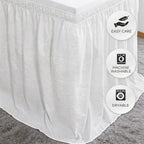 RIMELA Dorm College Bed Skirt Twin XL 36 Inch Drop, No-Slip Elastic Wrap Around Dust Ruffle, Soft Cotton-Like Fabric, Hides Under Bed Storage, Easy Install Machine Washable White