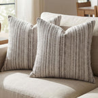 BOYSUM Set of 2 Striped Chenille Throw Pillow Covers 12x20 Inches Premium Plush Textured Decorative Cushion Covers Reinforced Hidden Zipper Mid-Century Modern Farmhouse Decor for Couch Sofa Black