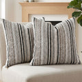 BOYSUM Set of 2 Striped Chenille Throw Pillow Covers 12x20 Inches Premium Plush Textured Decorative Cushion Covers Reinforced Hidden Zipper Mid-Century Modern Farmhouse Decor for Couch Sofa Black