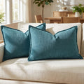 BOYSUM 12x20 Pillow Covers Set of 2 Chenille Linen Textured Throw Pillow Covers for Couch Sofa Hidden Zipper Decorative Cushion Cases Modern Farmhouse Neutral Home Decor Beige