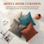 BOYSUM 12x20 Pillow Covers Set of 2 Chenille Linen Textured Throw Pillow Covers for Couch Sofa Hidden Zipper Decorative Cushion Cases Modern Farmhouse Neutral Home Decor Beige